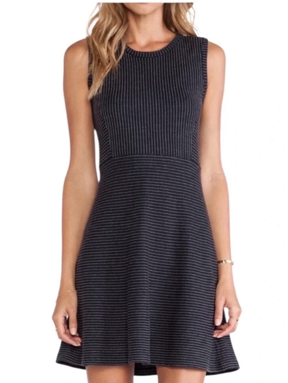 Theory | Striped Sleeveless Fit & Flare Dress, M